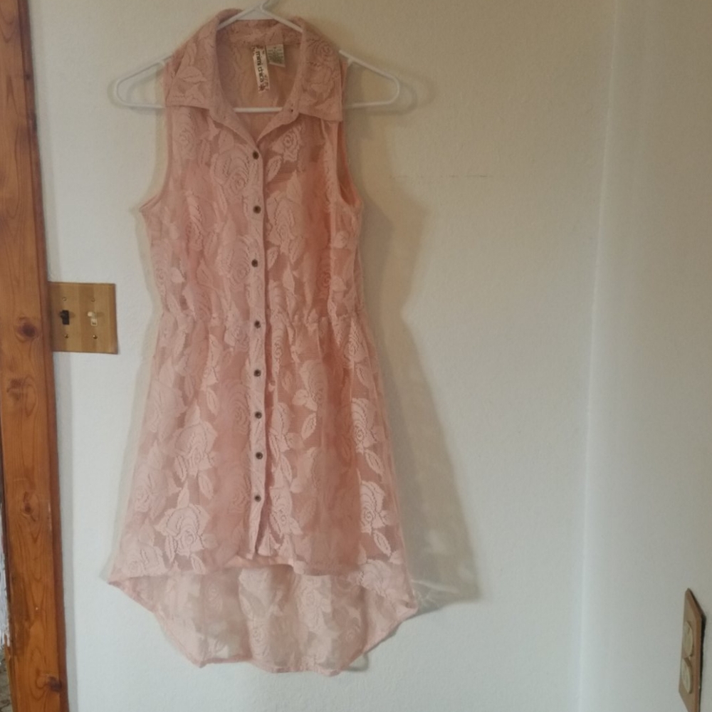 M lace high low dress